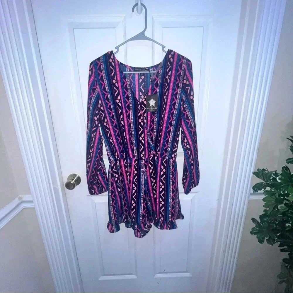 Living doll one piece shirt set multicolored sz med